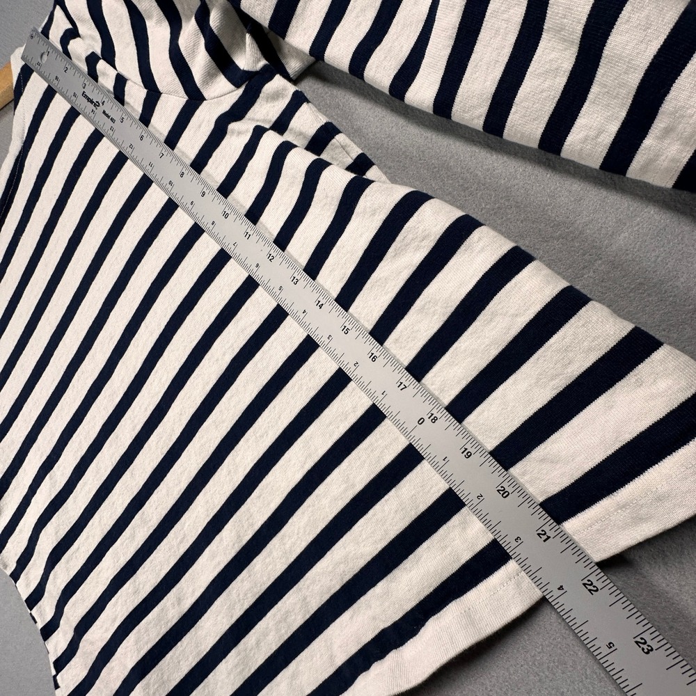 J.Crew Womens L Navy White Striped Boatneck 3/4 Sleeve Knit Top Coastal French - Picture 7 of 9